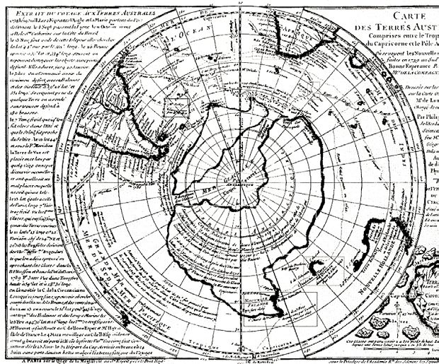 Карта Антарктиды, составленная Филиппом Буаше. 1739 г.